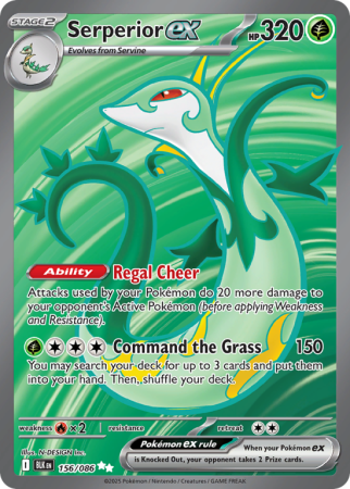 Pokémonkaart Serperior ex nummer 156/86 uit de set Black Bolt (Scarlet & Violet)