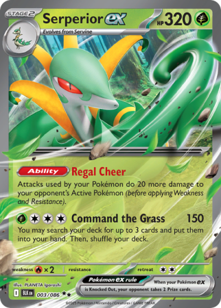 Pokémonkaart Serperior ex nummer 3/86 uit de set Black Bolt (Scarlet & Violet)