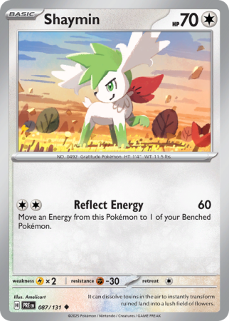 Pokémonkaart Shaymin nummer 87/131 uit de set Prismatic Evolutions (Scarlet & Violet)