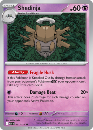 Pokémonkaart Shedinja nummer 61/132 uit de set Mega Evolution