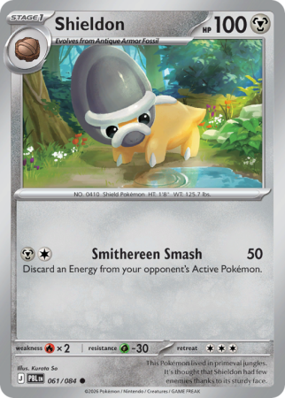Pokémonkaart Shieldon nummer 61/84 uit de set Pitch Black (Mega Evolution)