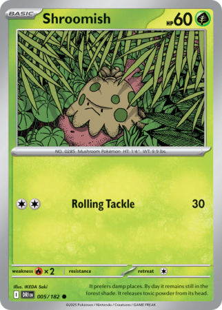 Pokémonkaart Shroomish nummer 5/182 uit de set Destined Rivals (Scarlet & Violet)