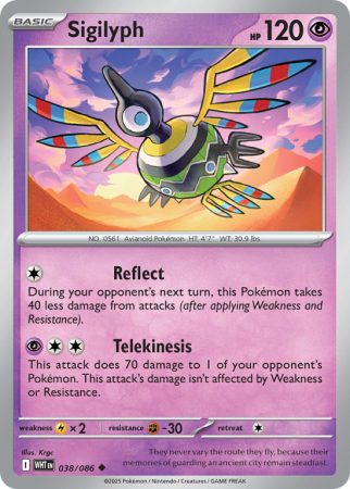 Pokémonkaart Sigilyph nummer 38/86 uit de set White Flare (Scarlet & Violet)
