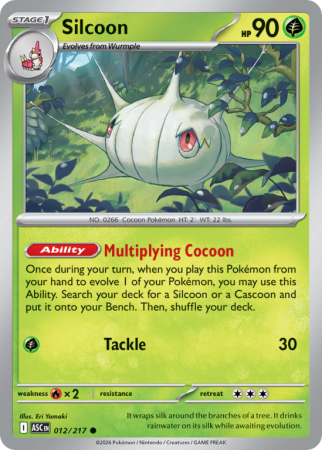 Pokémonkaart Silcoon nummer 12/217 uit de set Ascended Heroes (Mega Evolution)