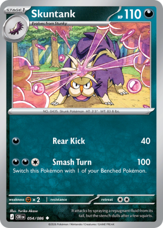 Pokémonkaart Skuntank nummer 54/86 uit de set Chaos Rising (Mega Evolution)