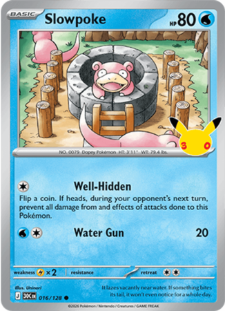 Pokémonkaart Slowpoke nummer 016/128 uit de set 30th Celebration (Mega Evolution)