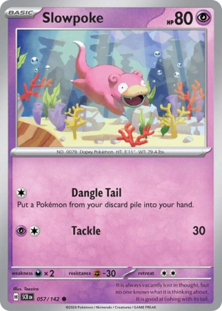 Pokémonkaart Slowpoke nummer 57/142 uit de set Stellar Crown (Scarlet & Violet)