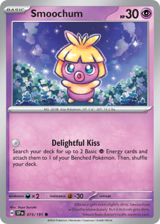 Pokémonkaart Smoochum nummer 75/191 uit de set Surging Sparks (Scarlet & Violet)