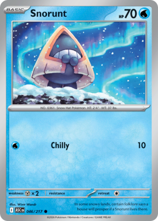 Pokémonkaart Snorunt nummer 46/217 uit de set Ascended Heroes (Mega Evolution)