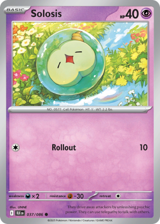 Pokémonkaart Solosis nummer 37/86 uit de set Black Bolt (Scarlet & Violet)