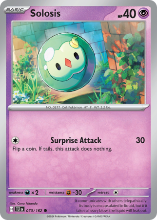 Pokémonkaart Solosis nummer 70/162 uit de set Temporal Forces (Scarlet & Violet)