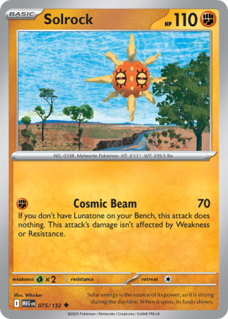 Pokémonkaart Solrock nummer 75/132 uit de set Mega Evolution