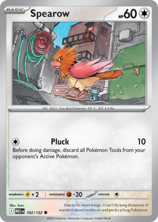 Pokémonkaart Spearow nummer 102/132