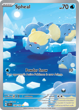 Pokémonkaart Spheal nummer 199/191 uit de set Surging Sparks (Scarlet & Violet)