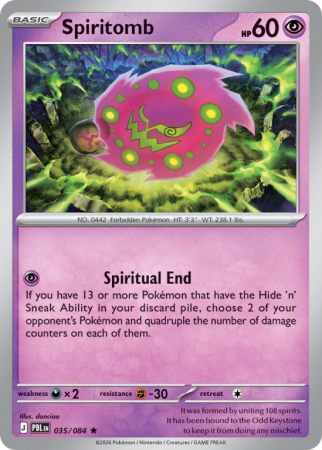 Pokémonkaart Spiritomb nummer 35/84 uit de set Pitch Black (Mega Evolution)