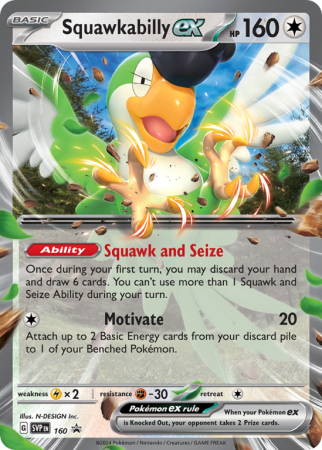 Pokémonkaart Squawkabilly ex nummer 160/14