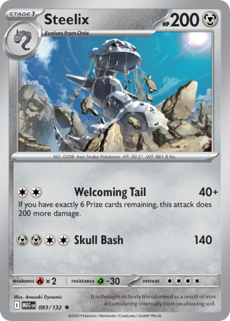 Pokémonkaart Steelix nummer 93/132 uit de set Mega Evolution