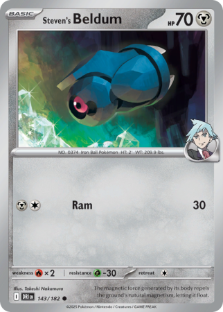 Pokémonkaart Steven's Beldum nummer 143/182