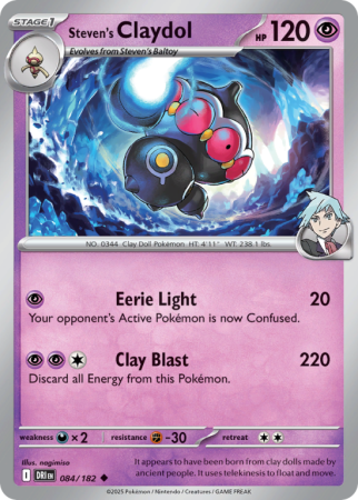 Pokémonkaart Steven's Claydol nummer 84/182 uit de set Destined Rivals (Scarlet & Violet)