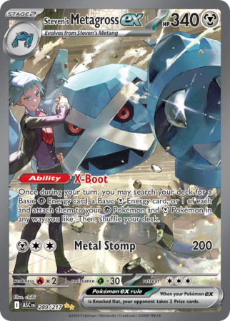 Pokémonkaart Steven's Metagross ex nummer 289/217