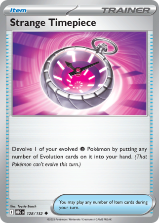 Pokémonkaart Strange Timepiece nummer 128/132 uit de set Mega Evolution