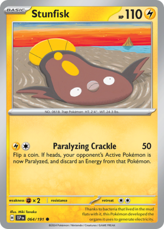 Pokémonkaart Stunfisk nummer 64/191
