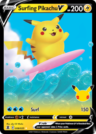 Pokémonkaart Surfing Pikachu V nummer 8/25
