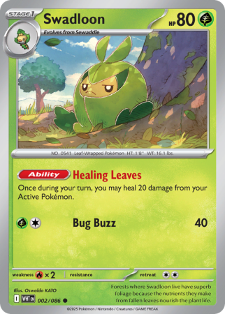Pokémonkaart Swadloon nummer 2/86 uit de set White Flare (Scarlet & Violet)