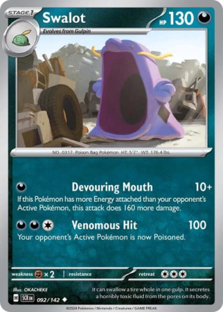 Pokémonkaart Swalot nummer 92/142 uit de set Stellar Crown (Scarlet & Violet)