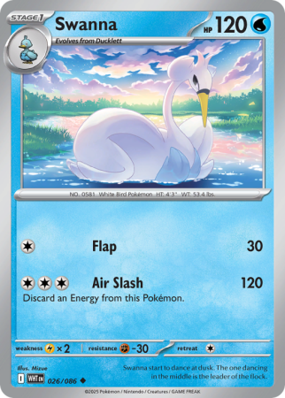 Pokémonkaart Swanna nummer 26/86 uit de set White Flare (Scarlet & Violet)