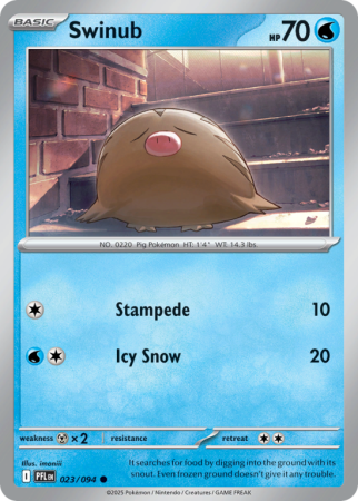 Pokémonkaart Swinub nummer 23/94 uit de set Phantasmal Flames (Mega Evolution)
