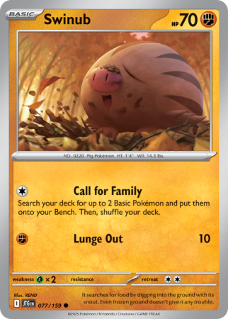 Pokémonkaart Swinub nummer 77/159 uit de set Journey Together (Scarlet & Violet)