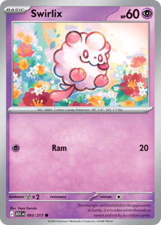 Pokémonkaart Swirlix nummer 93/217 uit de set Ascended Heroes (Mega Evolution)