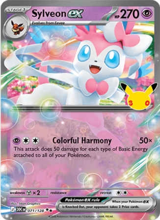 Pokémonkaart Sylveon ex nummer 071/128 uit de set 30th Celebration (Mega Evolution)