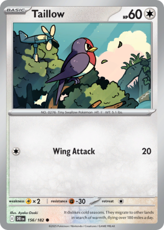 Pokémonkaart Taillow nummer 156/182 uit de set Destined Rivals (Scarlet & Violet)