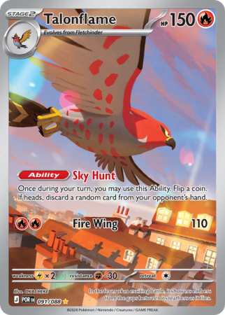 Pokémonkaart Talonflame nummer 91/88 uit de set Perfect Order (Mega Evolution)