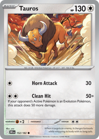 Pokémonkaart Tauros nummer 152/182 uit de set Destined Rivals (Scarlet & Violet)