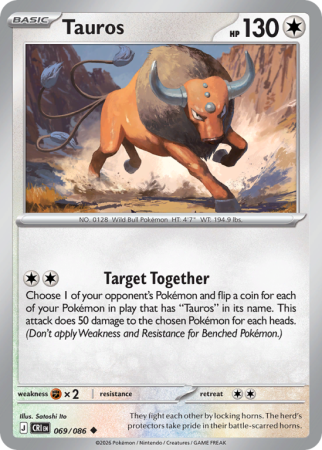 Pokémonkaart Tauros nummer 69/86