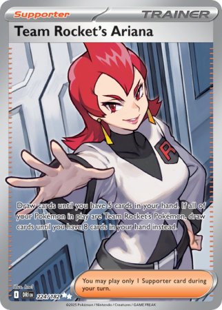 Pokémonkaart Team Rocket's Ariana nummer 224/182 uit de set Destined Rivals (Scarlet & Violet)