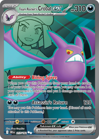 Pokémonkaart Team Rocket's Crobat ex nummer 217/182