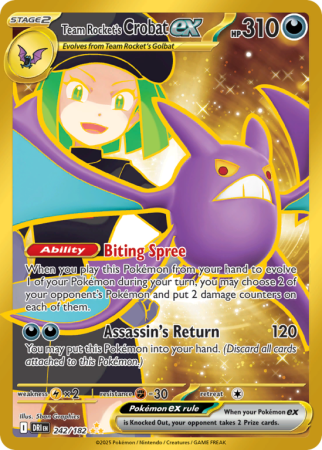Pokémonkaart Team Rocket's Crobat ex nummer 242/182