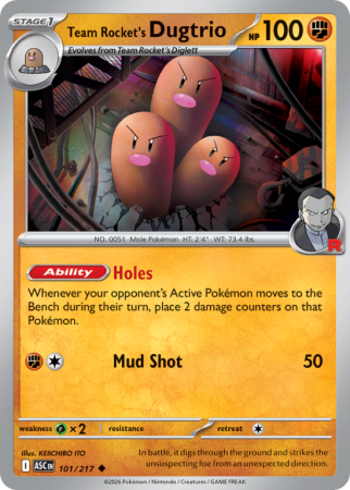 Pokémonkaart Team Rocket's Dugtrio nummer 101/217 uit de set Ascended Heroes (Mega Evolution)