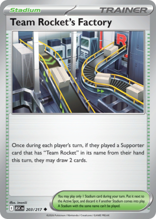 Pokémonkaart Team Rocket's Factory nummer 203/217 uit de set Ascended Heroes (Mega Evolution)