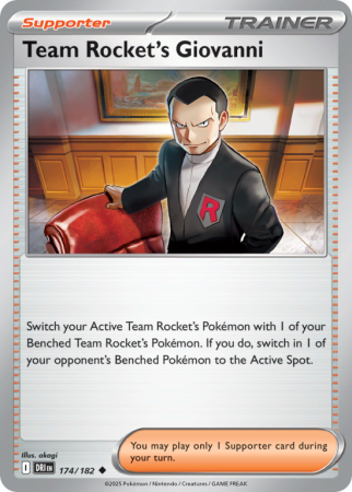 Pokémonkaart Team Rocket's Giovanni nummer 174/182