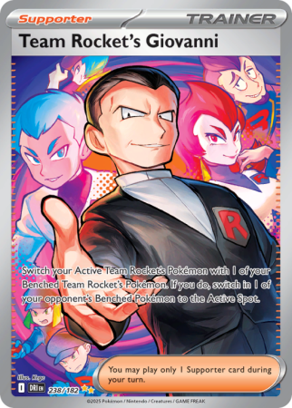 Pokémonkaart Team Rocket's Giovanni nummer 238/182