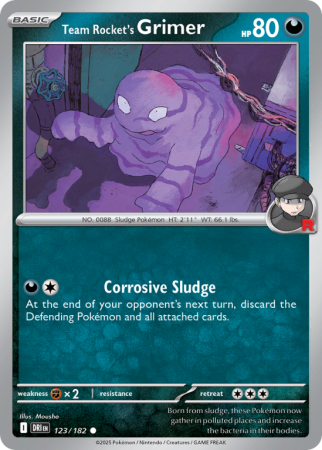 Pokémonkaart Team Rocket's Grimer nummer 123/182 uit de set Destined Rivals (Scarlet & Violet)