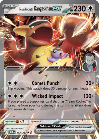 Pokémonkaart Team Rocket's Kangaskhan ex nummer 162/217 uit de set Ascended Heroes (Mega Evolution)