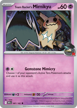 Pokémonkaart Team Rocket's Mimikyu nummer 87/182
