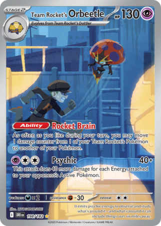 Pokémonkaart Team Rocket's Orbeetle nummer 198/182
