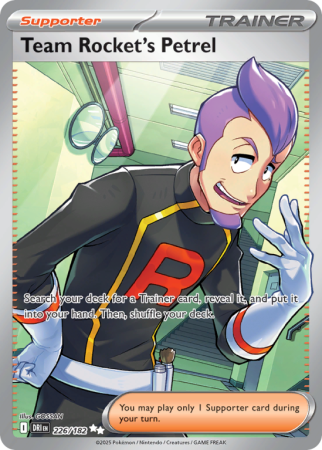 Pokémonkaart Team Rocket's Petrel nummer 226/182 uit de set Destined Rivals (Scarlet & Violet)
